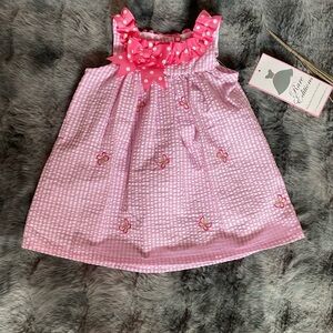 Pink Sleeveless Dress with Polka Dot Bow